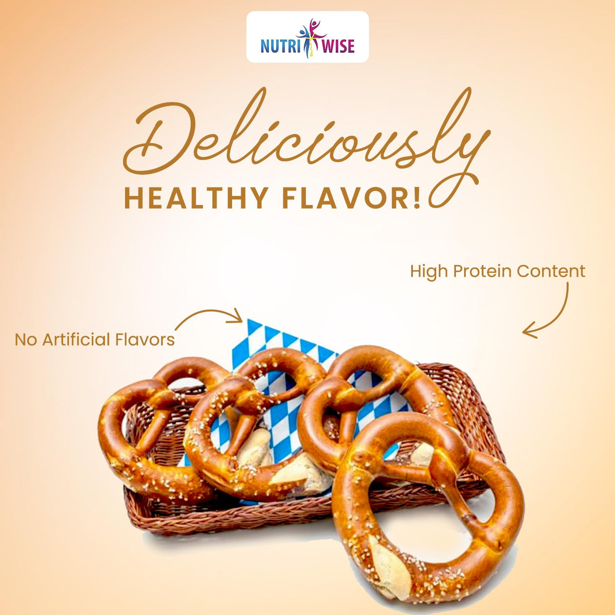 NutriWise Pretzel Protein Twists plated as a low carb snack option.