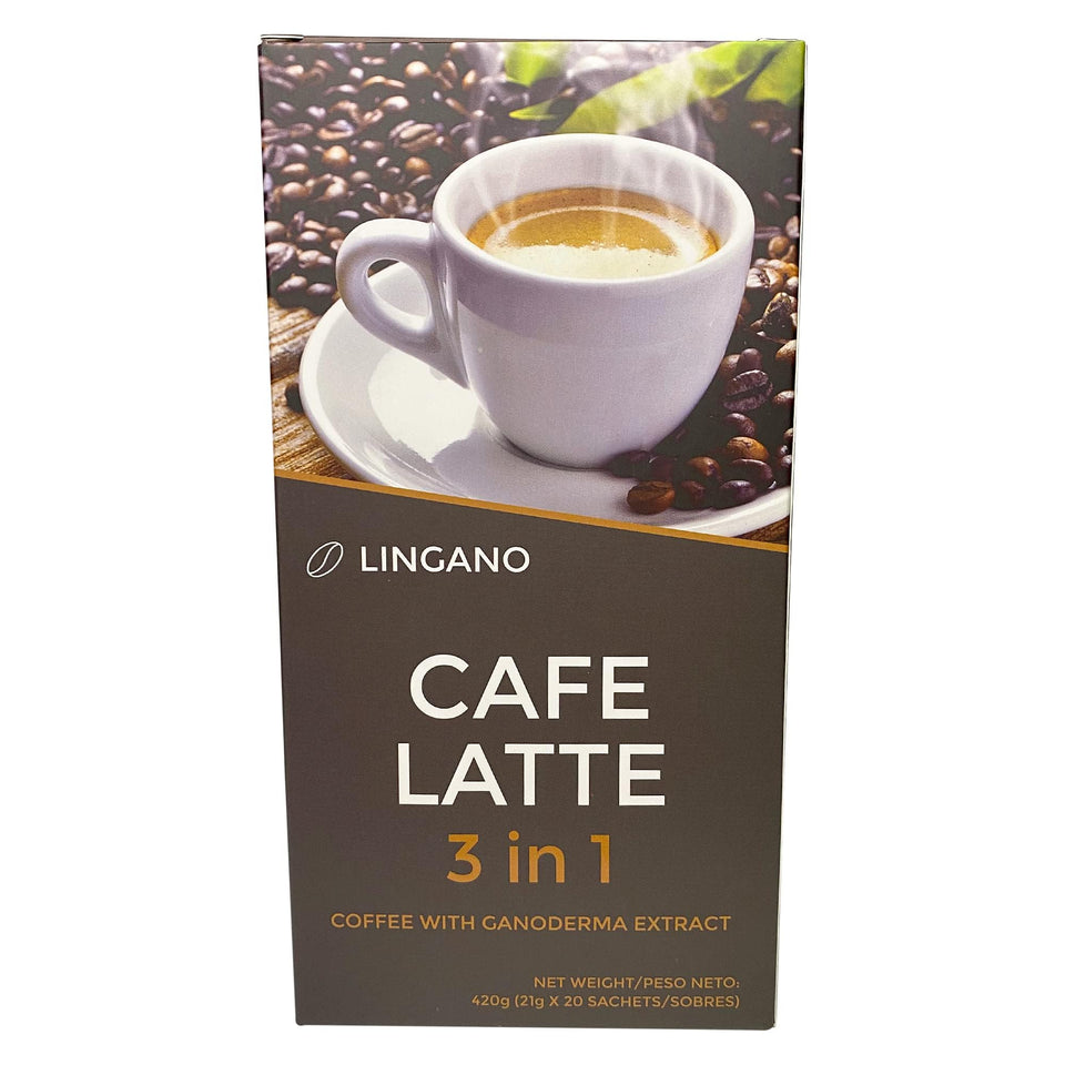 Nutrizza Lingano Ganoderma latte sachet packaging ready for quick morning routines.