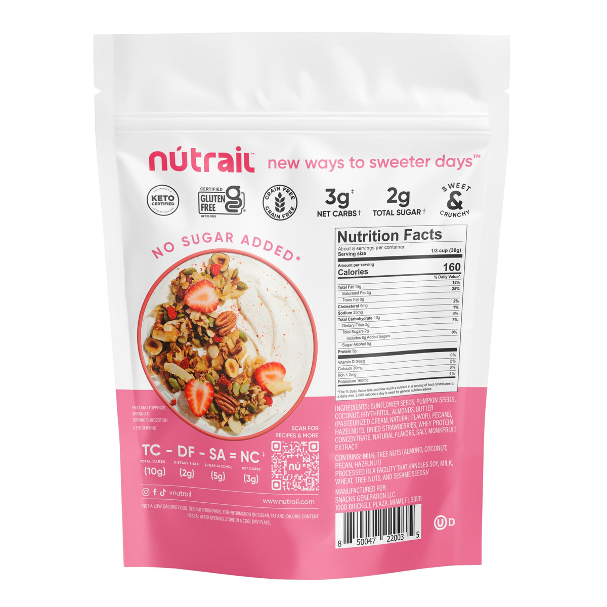 NuTrail Vanilla Strawberry granola as a tasty snack option.
