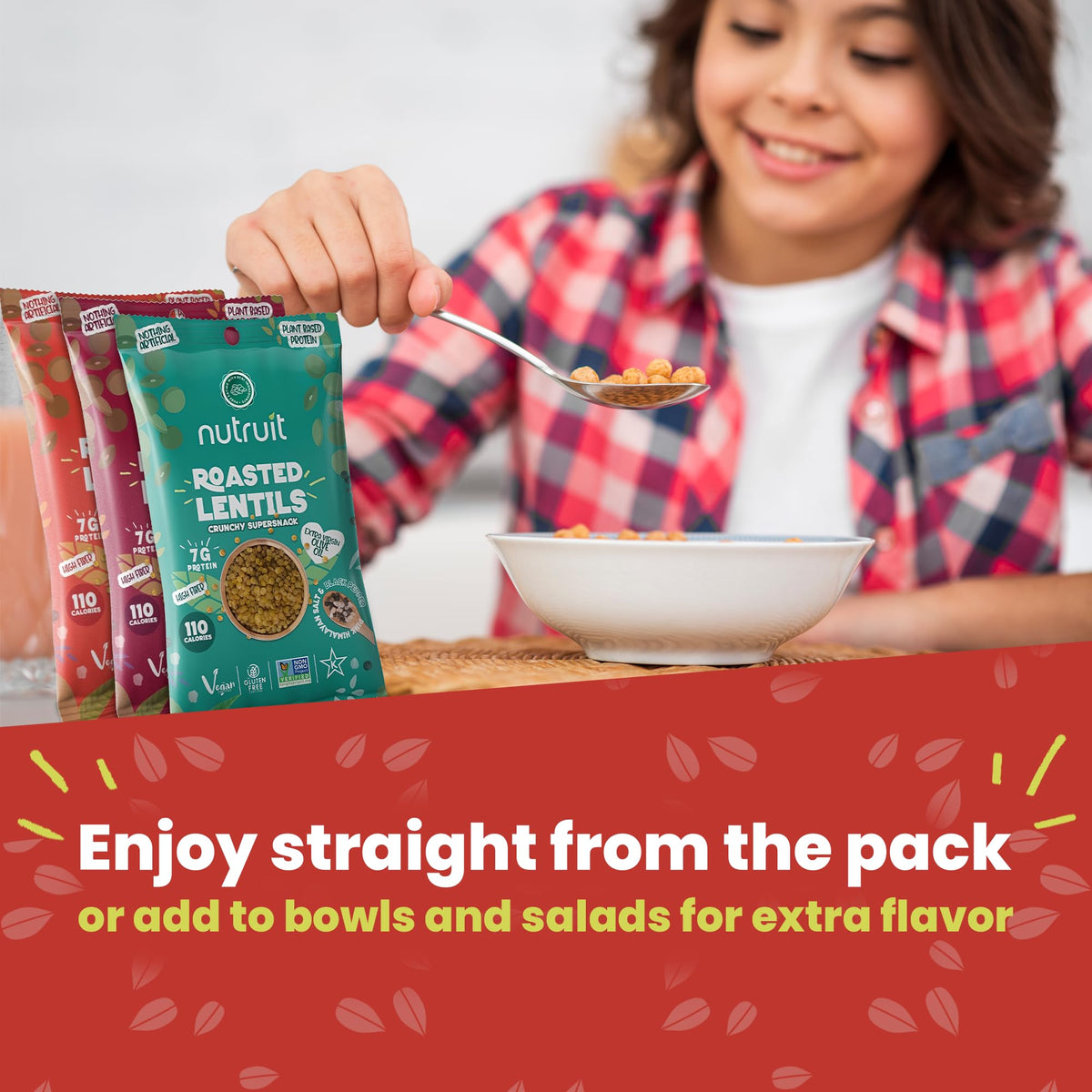 Nutruit lentil snacks Smoked Barbecue bag, smoky-sweet notes for on-the-go.