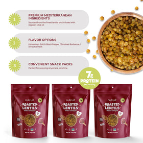 Nutruit roasted lentil snacks Smoked Barbecue, savory crunch with satisfying flavor
