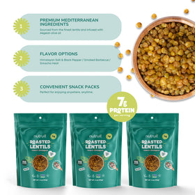 Nutruit Roasted Lentil Snacks Smoked Barbecue pack with savory, smoky flavor and fiber.