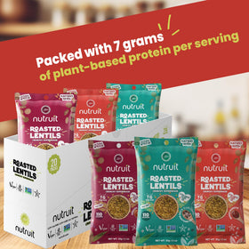 Nutruit lentil snacks Sriracha bag, spicy bite with satisfying flavor.