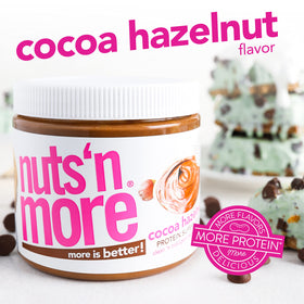 Spoonful of Nuts 'N More Cocoa Hazelnut Butter Spread highlighting creamy texture