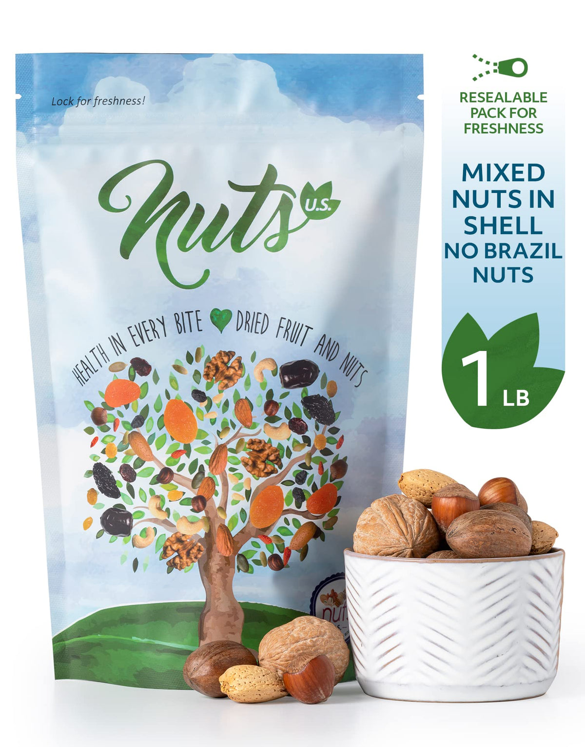 NUTS U.S. almonds-in-shell closeup shows fresh, crunchy texture.