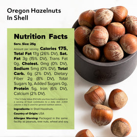 NUTS U.S. California grown packed hazelnuts.