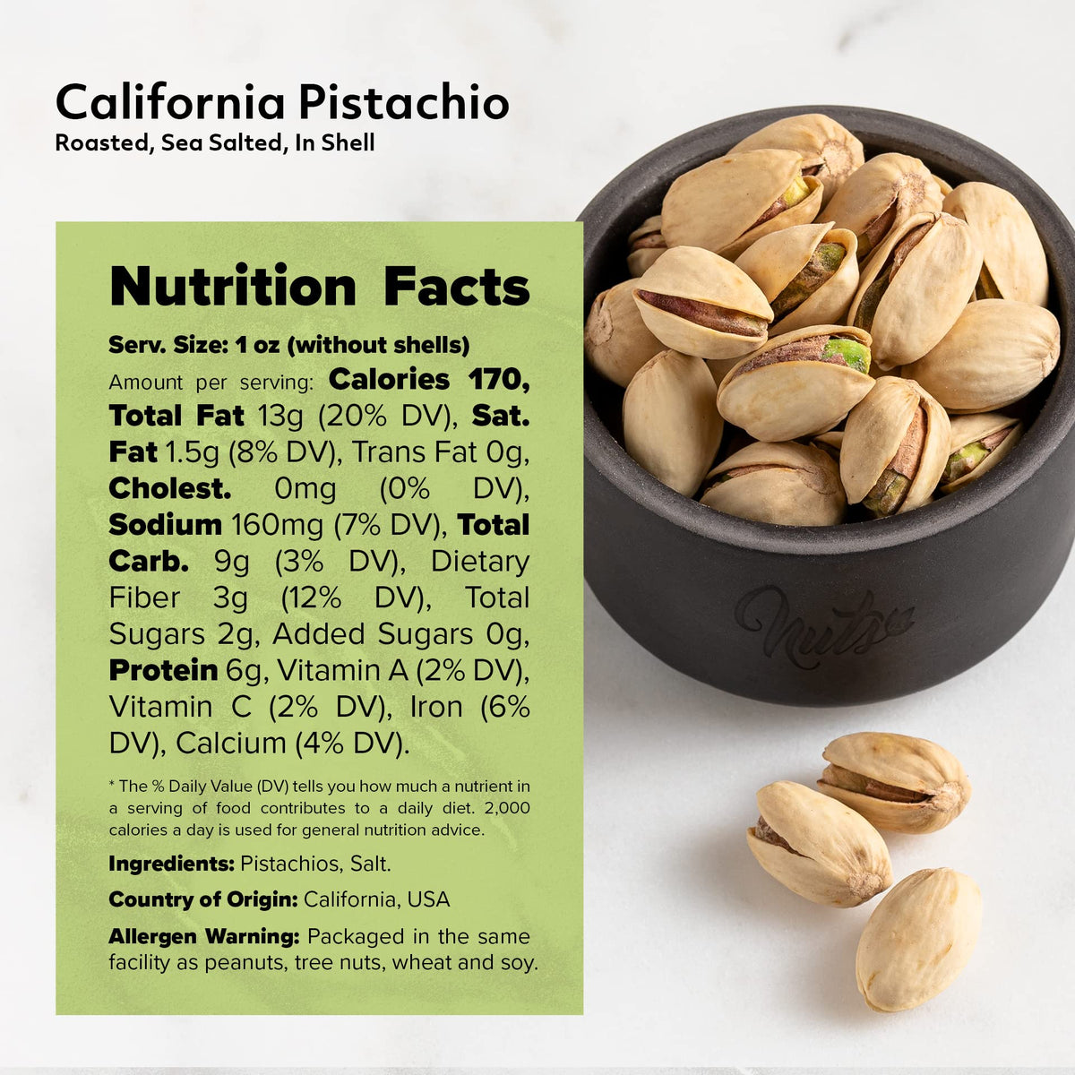 Crisp and tasty pistachios provide satisfying texture and aroma