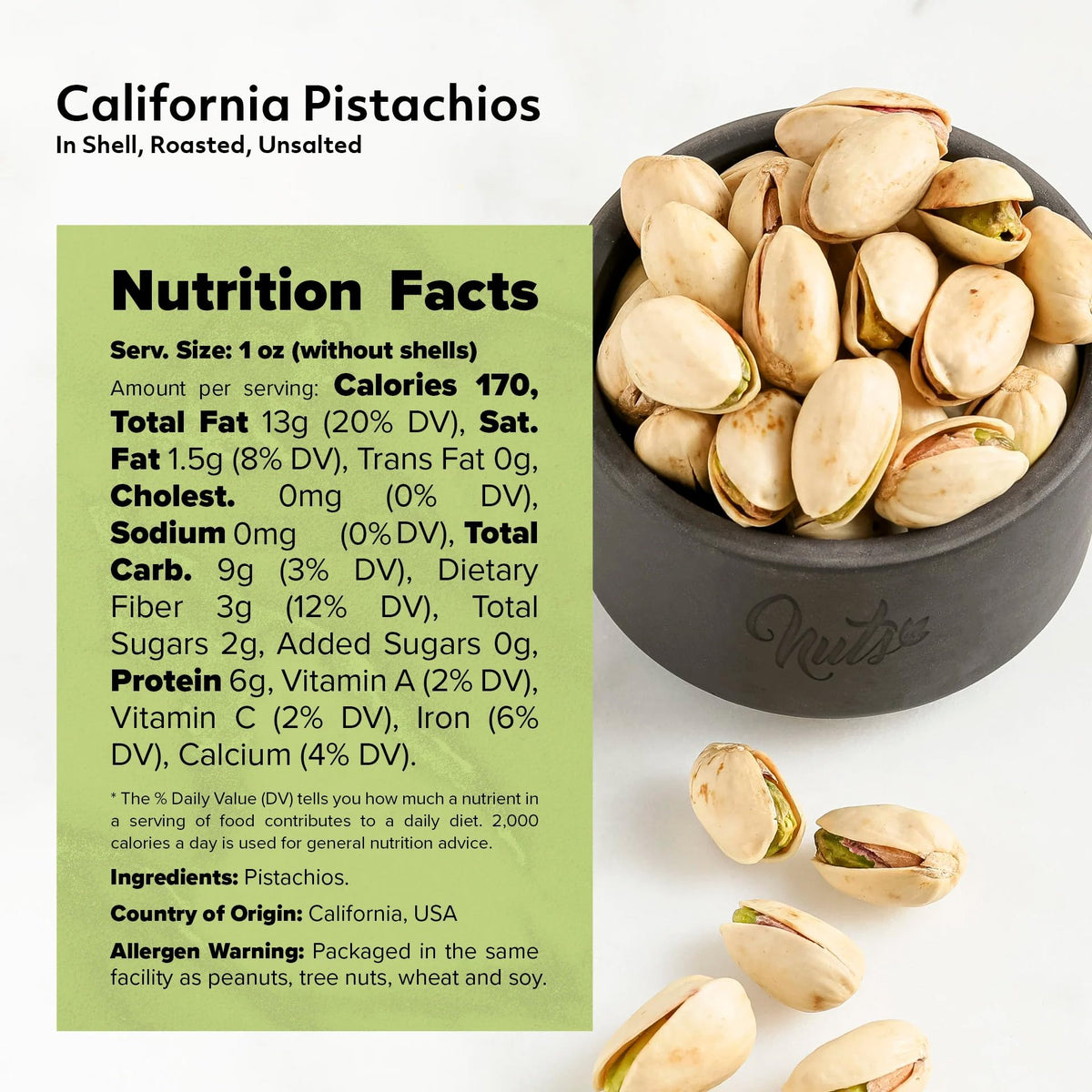 NUTS U.S. pistachios with potassium and iron in a tasty snack