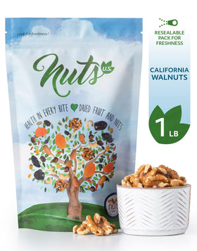 NUTS U.S. California Raw Walnuts Chandler variety closeup, versatile for salads