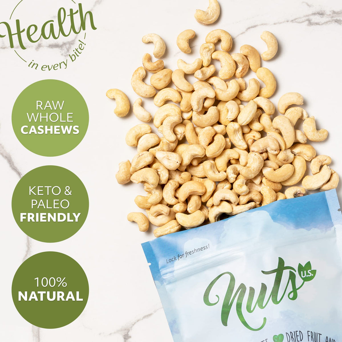 NUTS US cashews for milk ingredients, homemade cashew milk base.