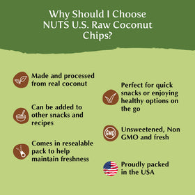 NUTS U.S. coconut chips provide fiber-rich snacking option.