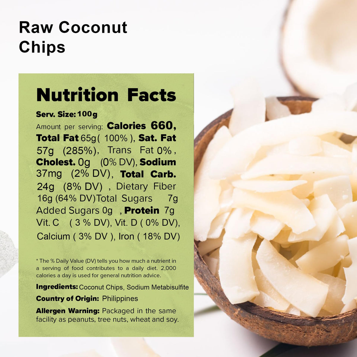 NUTS U.S. Coconut Chips resealable packaging keeps freshness and portability.
