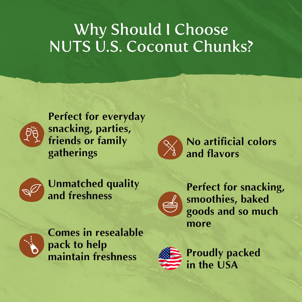 Baking and smoothie ideas with coconut chunks for tasty add-ins.