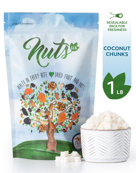 Close-up of sweetened coconut chunks with tropical aroma