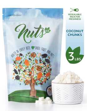 NUTS U.S. Coconut Chunks sealed bag closeup preserves freshness