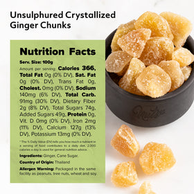 NUTS U.S. ginger chunks in dessert bowl inspire topping ideas.