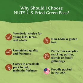 NUTS U.S. green peas party snack, easy to share.