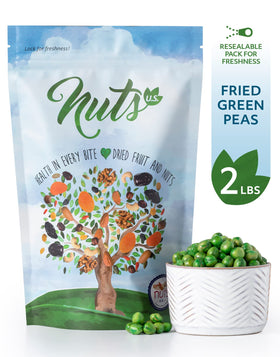 NUTS U.S. green peas in resealable bag preserves freshness.