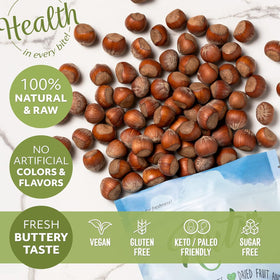 NUTS U.S. roasted hazelnuts with crunchy texture.