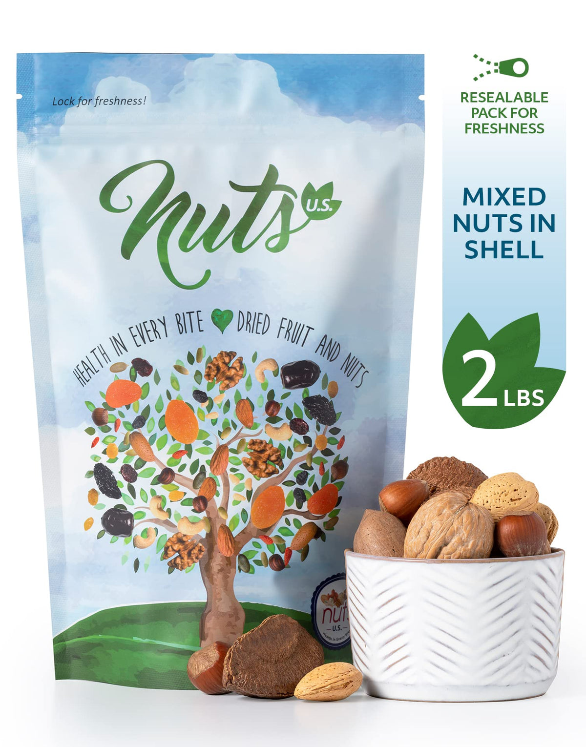 NUTS U.S. mixed nuts in shell crack-open closeup highlighting fresh crunch.