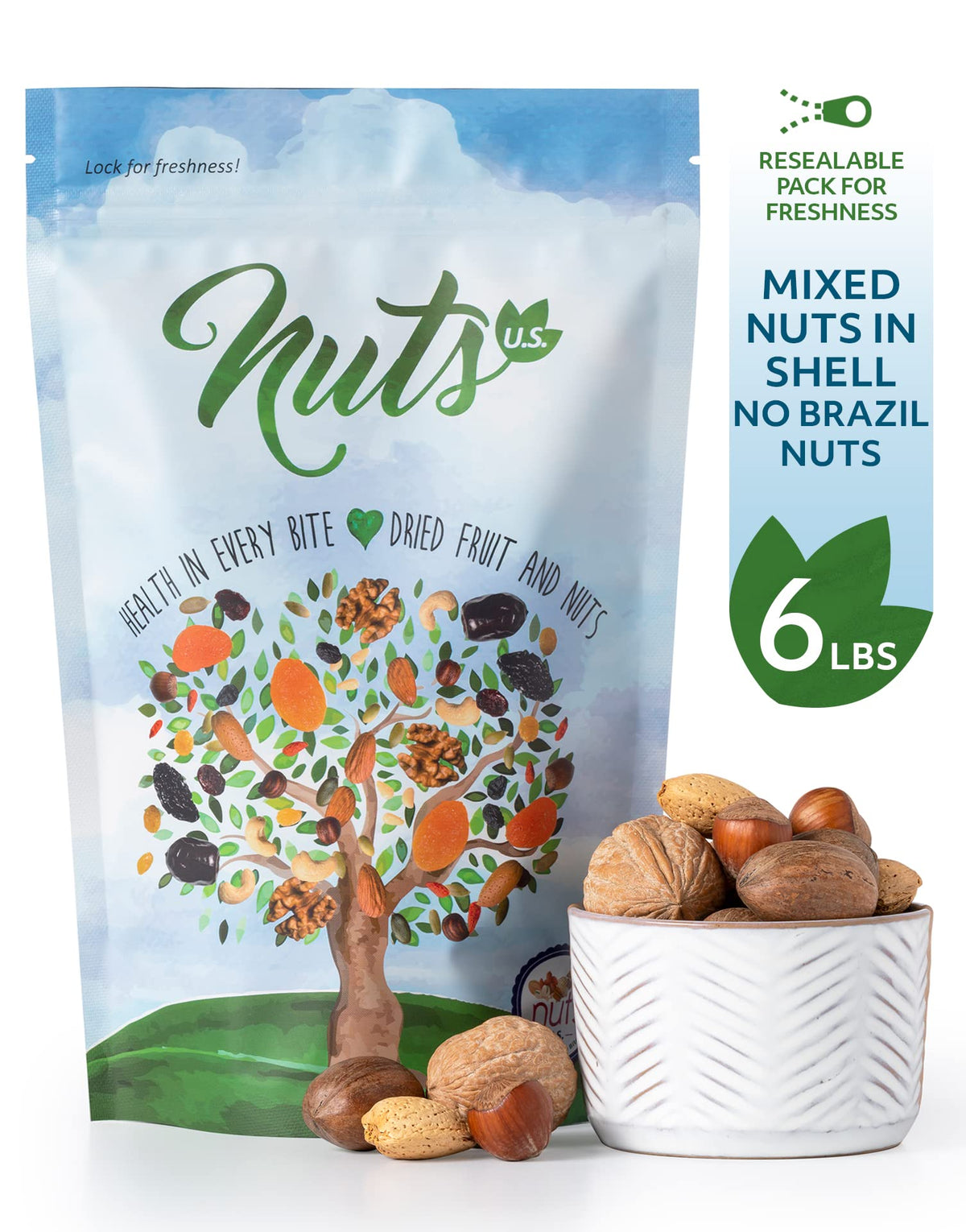NUTS U.S. mixed nuts in shell walnuts, rich aroma and buttery texture.