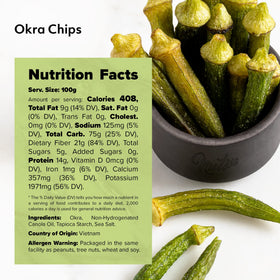 NUTS U.S. Okra Chips resealable-bag preserves freshness between servings.
