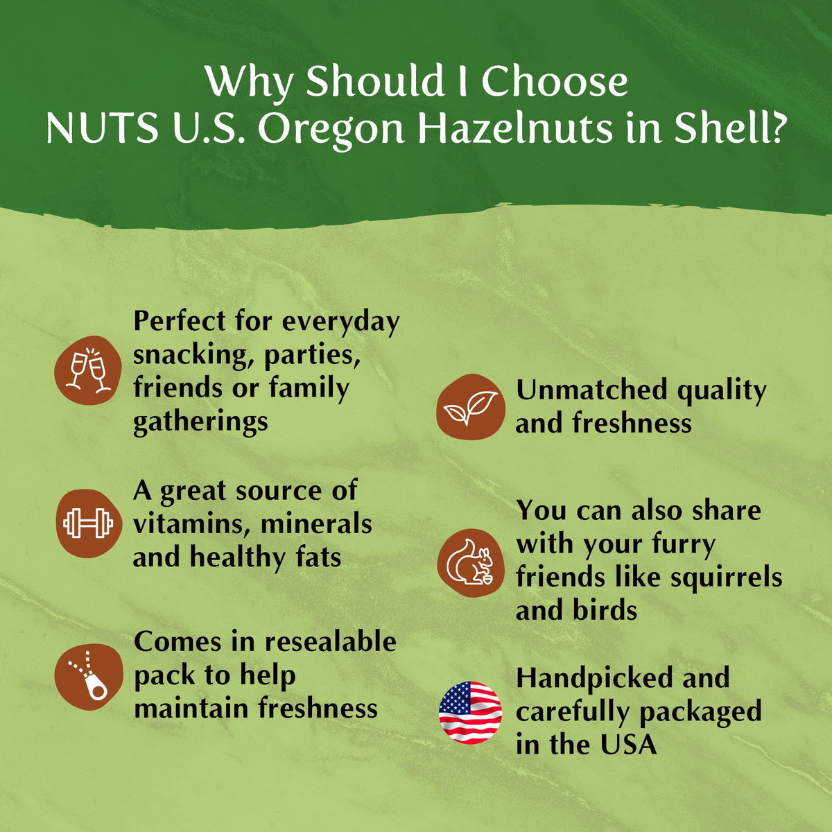 NUTS U.S. 6 lb resealable bag keeps hazelnuts fresh longer
