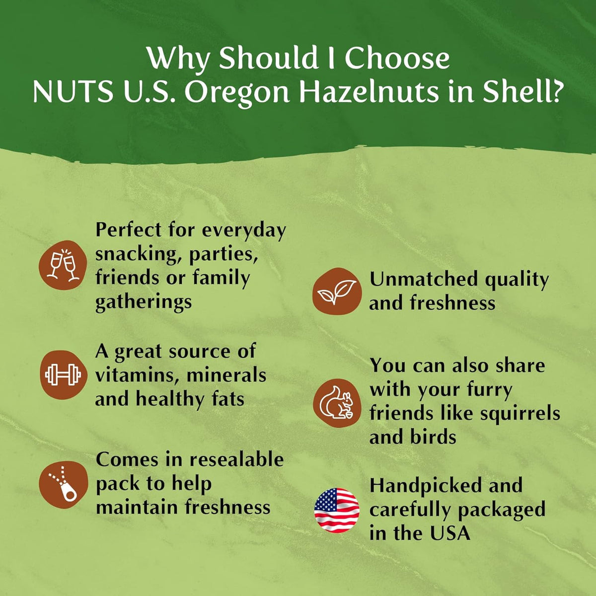 NUTS U.S. Oregon hazelnuts no added flavor and Non-GMO packaging