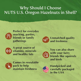 NUTS U.S. Oregon hazelnuts no added flavor and Non-GMO packaging