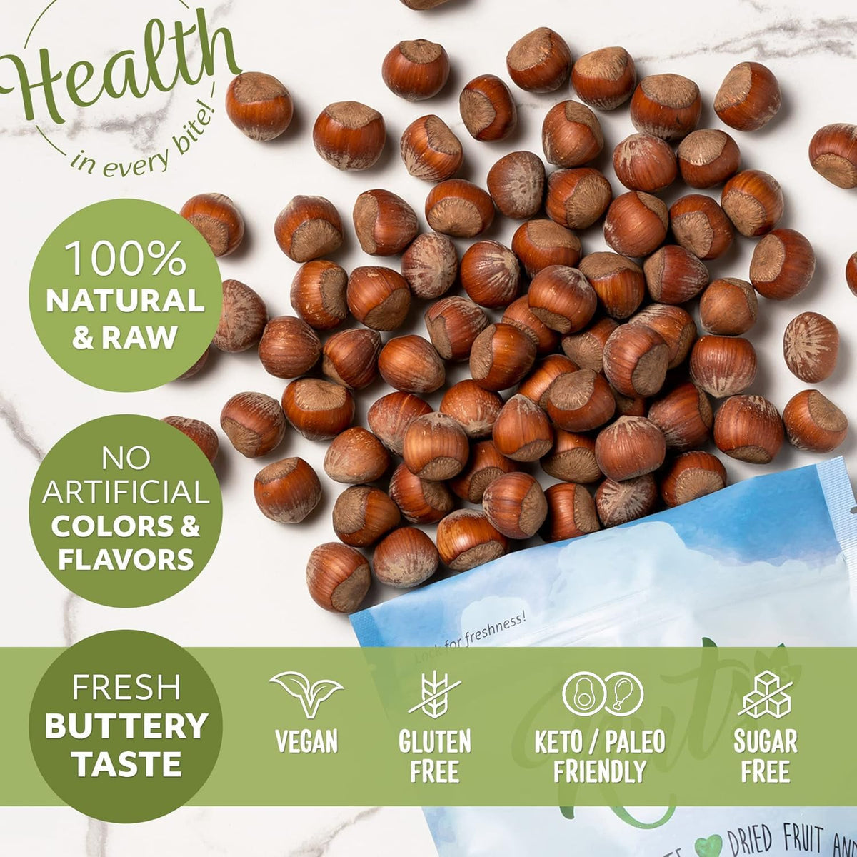 NUTS U.S. Oregon hazelnuts in various states raw, roasted, and toasted