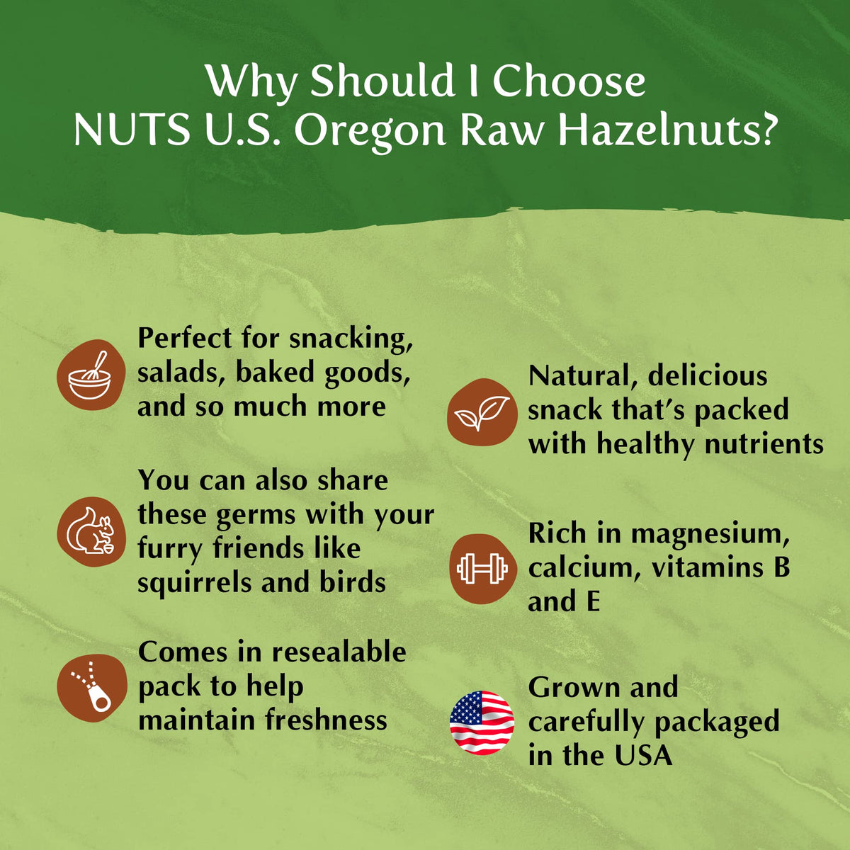 NUTS U.S. Oregon Hazelnuts on oats suggesting breakfast or snack