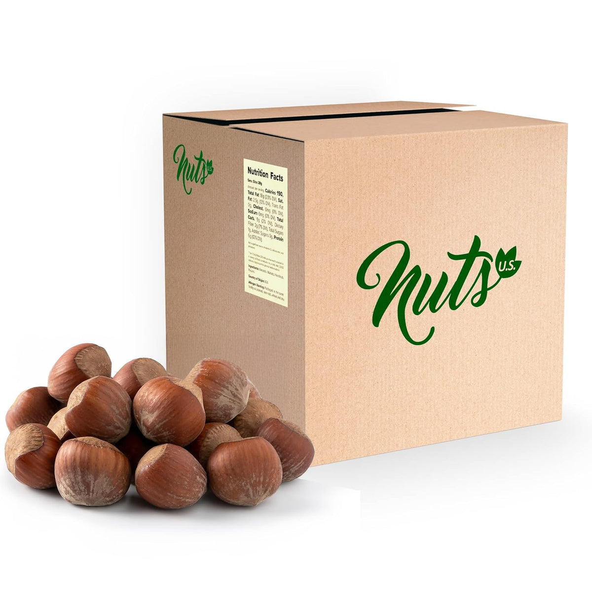 NUTS U.S. Oregon hazelnuts in shell cracking to reveal fresh kernels