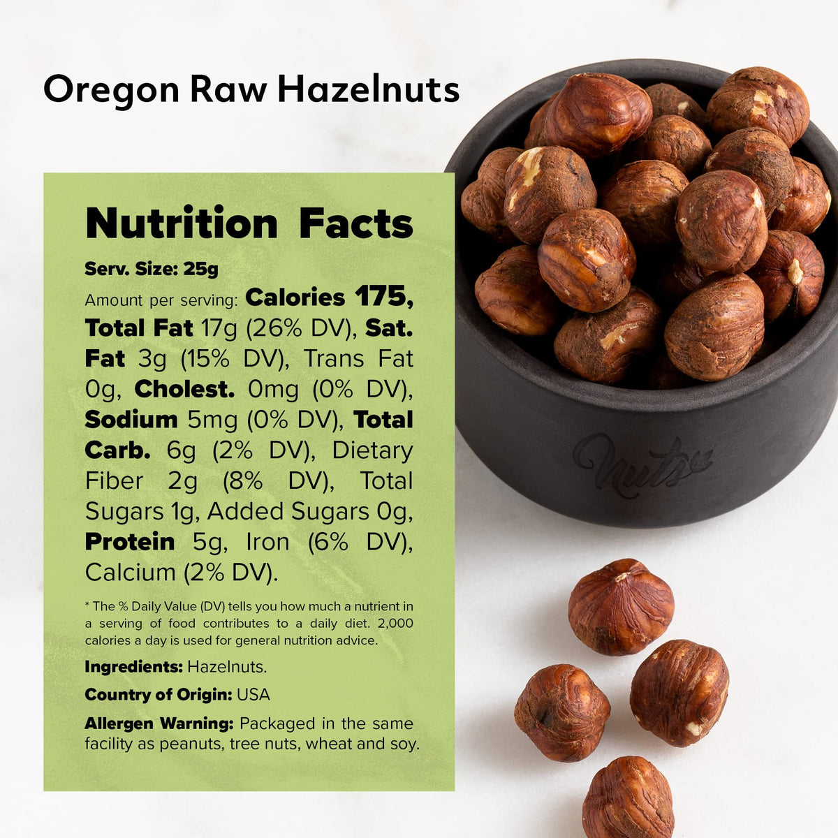 NUTS U.S. Oregon Hazelnuts shell-free kernels ready to eat.