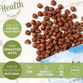 Shell-free hazelnuts from NUTS U.S., just kernels for easy snacking.