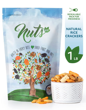 NUTS U.S. Oriental Rice Crackers showcase crunchy texture and bite.