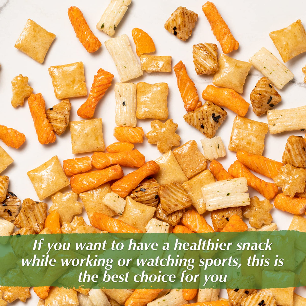 NUTS U.S. Oriental Rice Crackers non-gmo label reinforces wholesome choice.