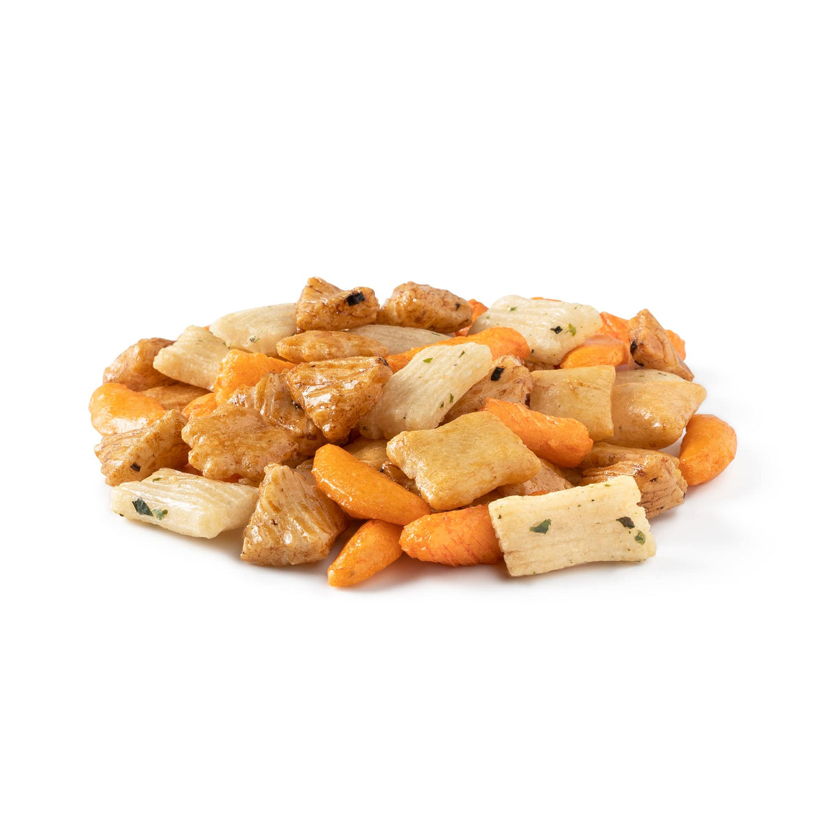 NUTS U.S. Oriental Rice Crackers pack close-up showing crisp, mildly spicy snack