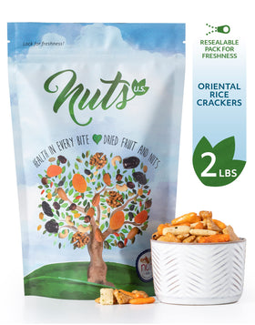 NUTS U.S. Oriental Rice Crackers texture close-up with sesame and chili notes