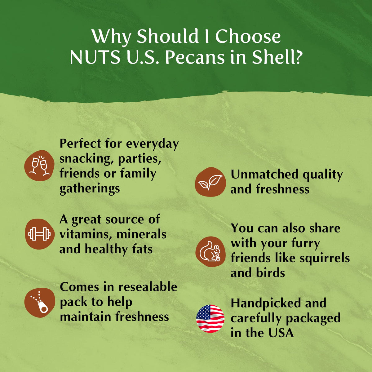 NUTS U.S. pecans in shell trail mix assembly — add crunchy, natural pecans to blends.