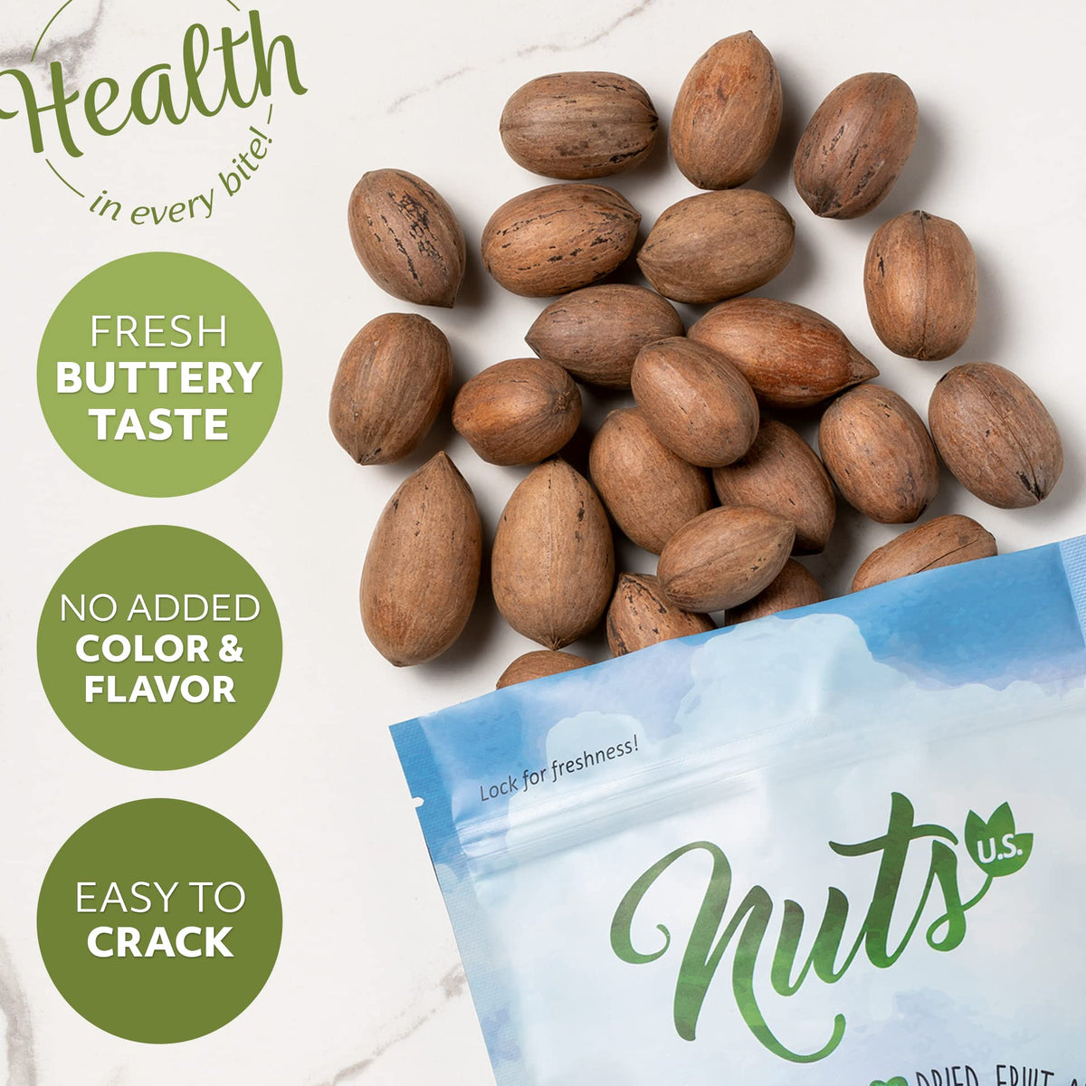 NUTS U.S. pecans in trail mix, adding texture and nutrient-dense crunch.