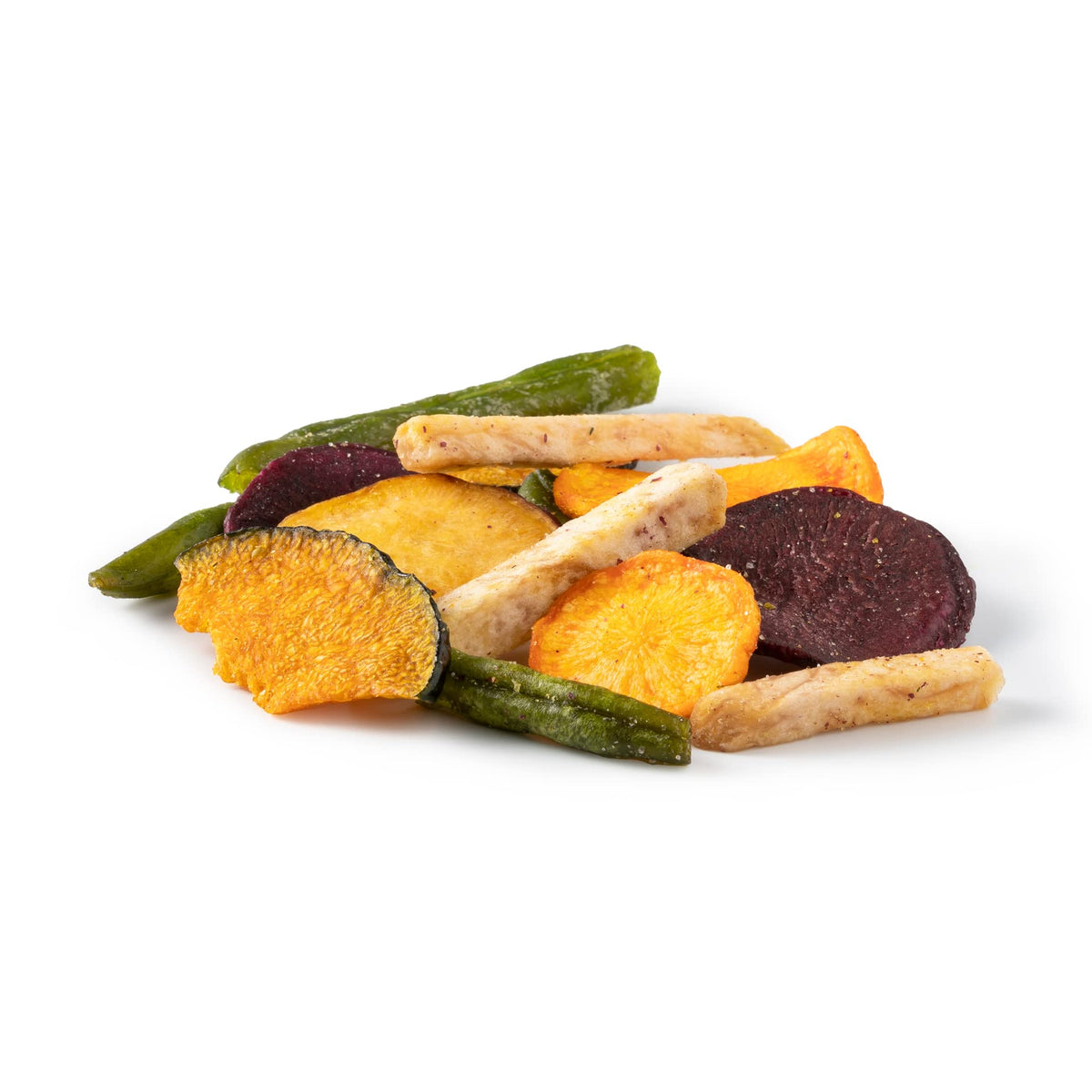 NUTS U.S. vegetable chips sea-salted bulk bag with colorful, crispy slices.