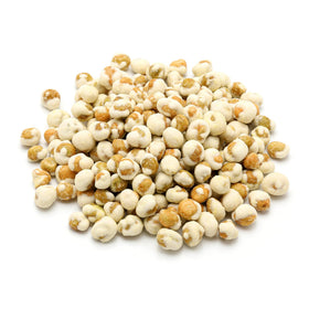 NUTS U.S. wasabi-coated green peas bag with resealable closure for freshness.
