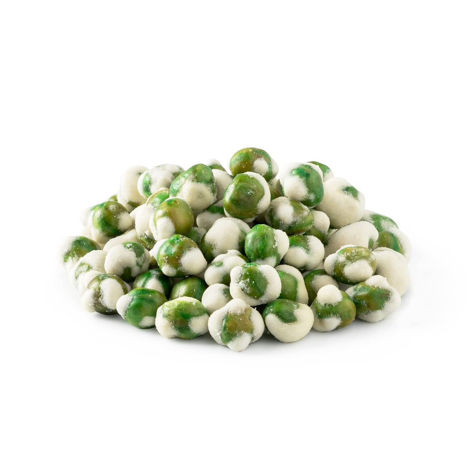 NUTS U.S. wasabi-coated green peas in a resealable bag deliver crunchy, spicy snacking.