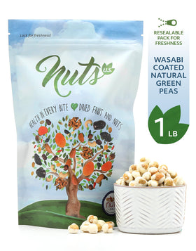 NUTS U.S. wasabi-coated green peas in an open bag ready to snack.