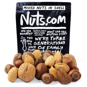 Nuts.com mixed nuts in shell in a 2 lb bag for easy snacking