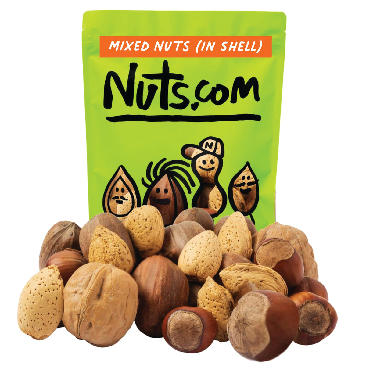 Nuts.com mixed nuts in shell 3lb bag for quick, protein-rich snacking.