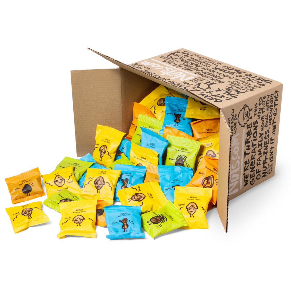 Nuts.com Nut-Free Office Bulk Box on a desk, perfect for busy workdays.