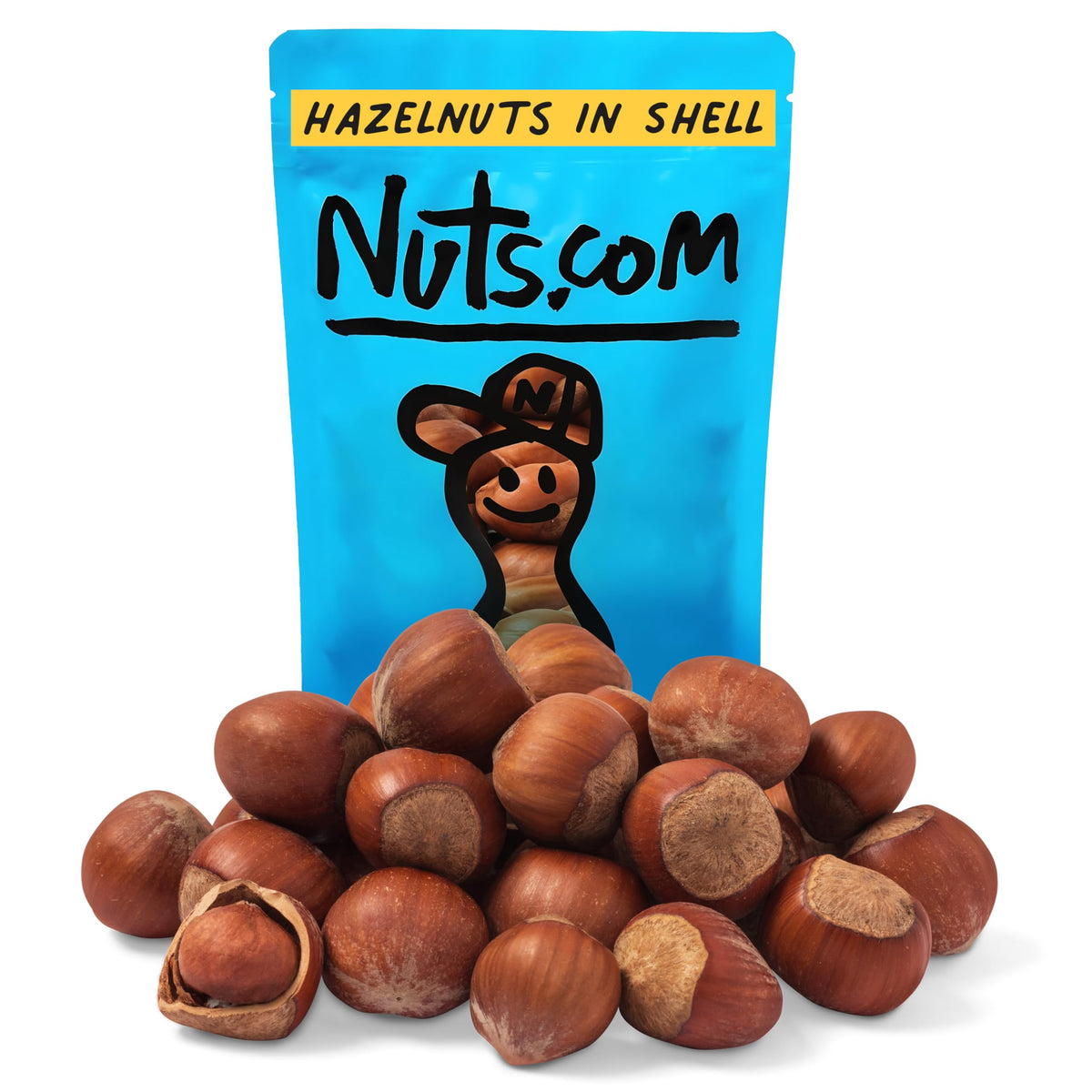 Nuts.com Oregon hazelnuts in shell in a 1 lb bag, ready for snacking