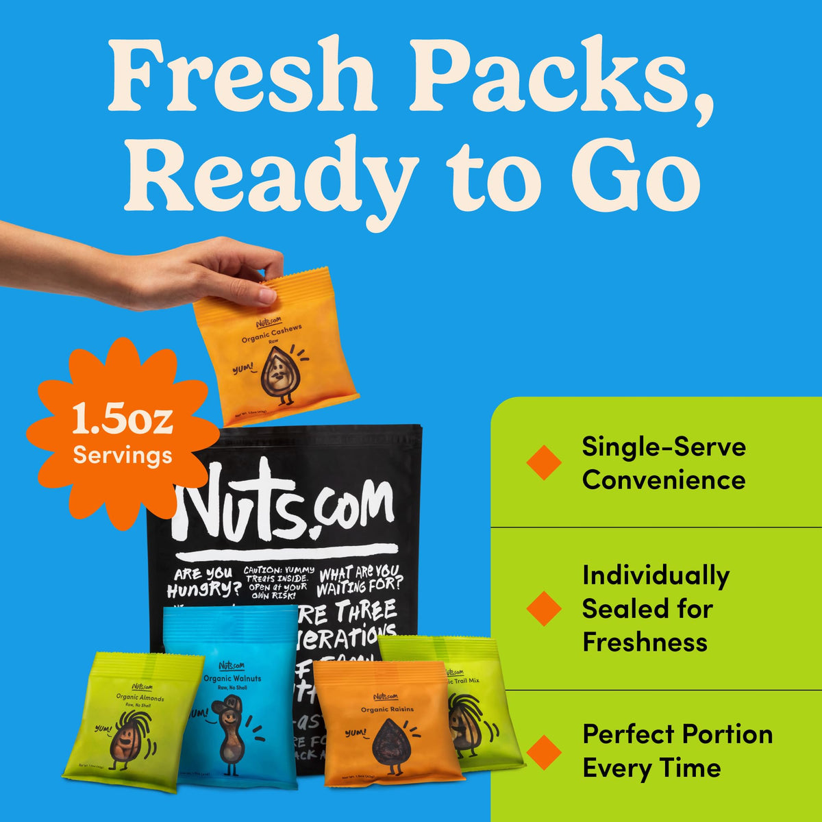 Nuts.com organic walnuts pack, raw and flavorful for convenient munching.