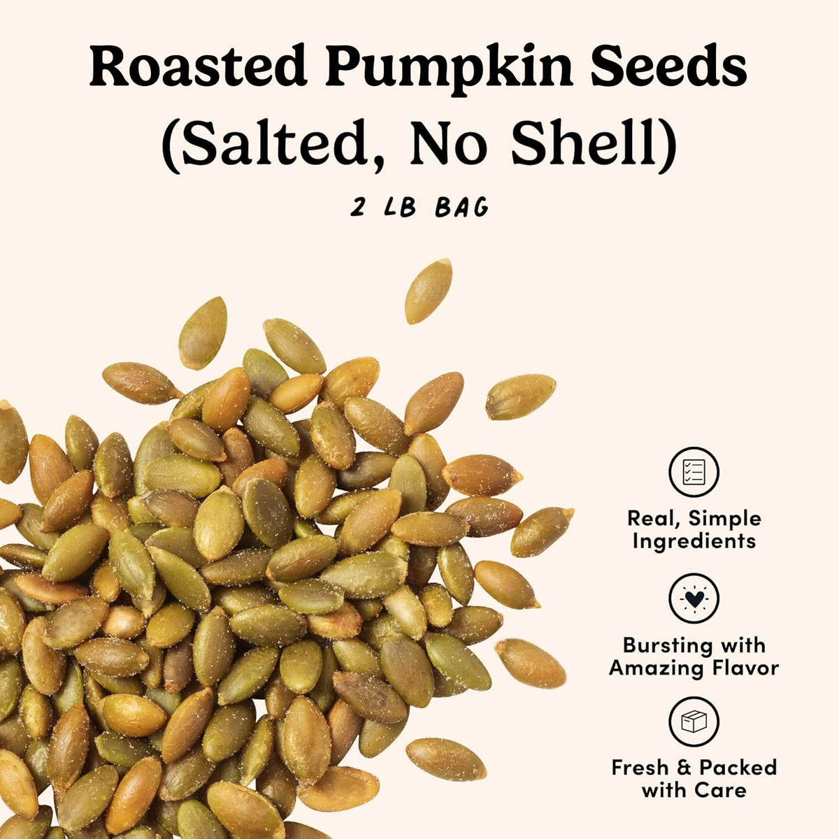 Nuts.com pumpkin seeds no-shell, crispy-crunch ideal for trail mixes.